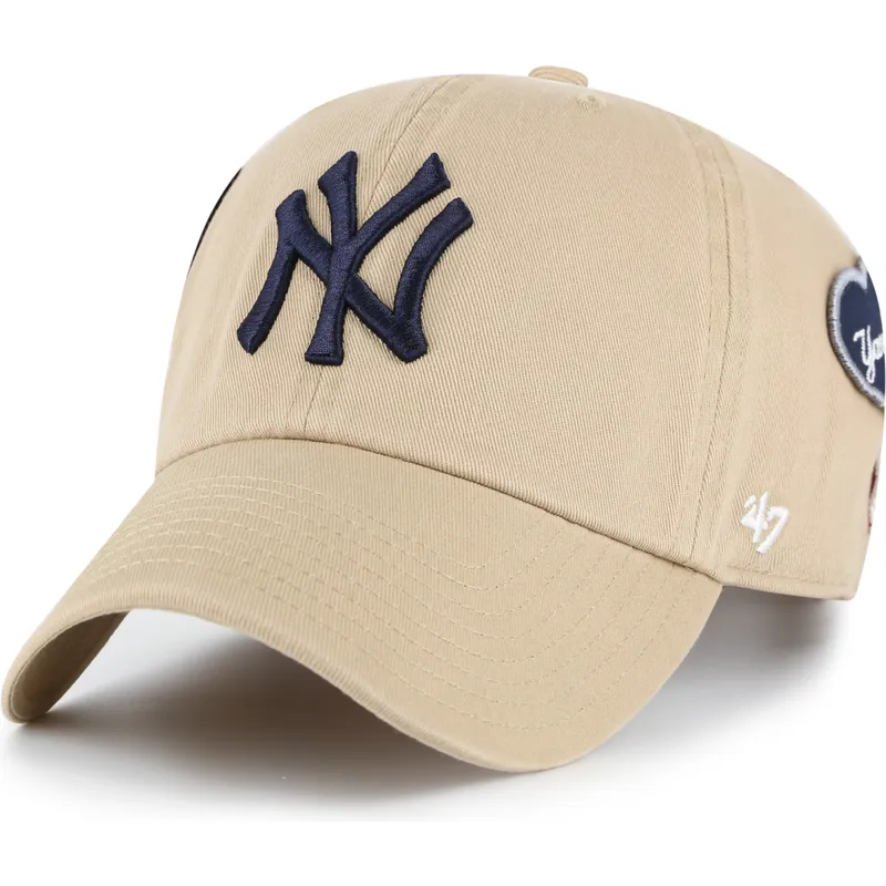 kepure-islenkta-chaki-reguliuojamas-clean-up-badges-new-york-yankees-mlb-47-brand