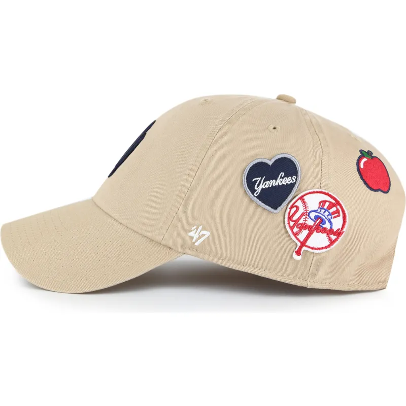 kepure-islenkta-chaki-reguliuojamas-clean-up-badges-new-york-yankees-mlb-47-brand