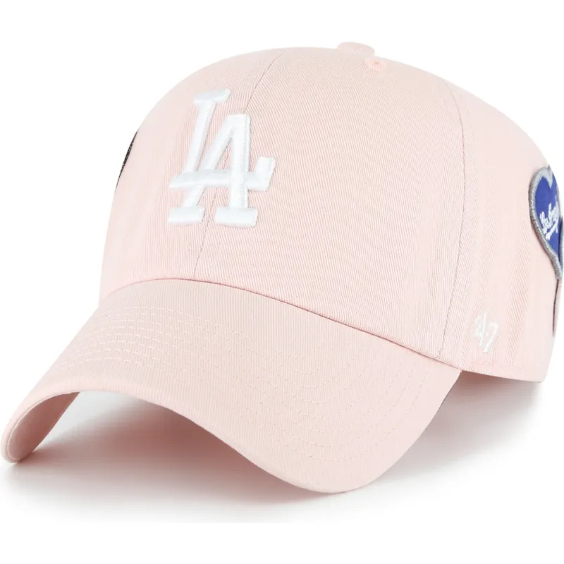 47-brand-curved-brim-clean-up-badges-los-angeles-dodgers-mlb-pink-adjustable-cap