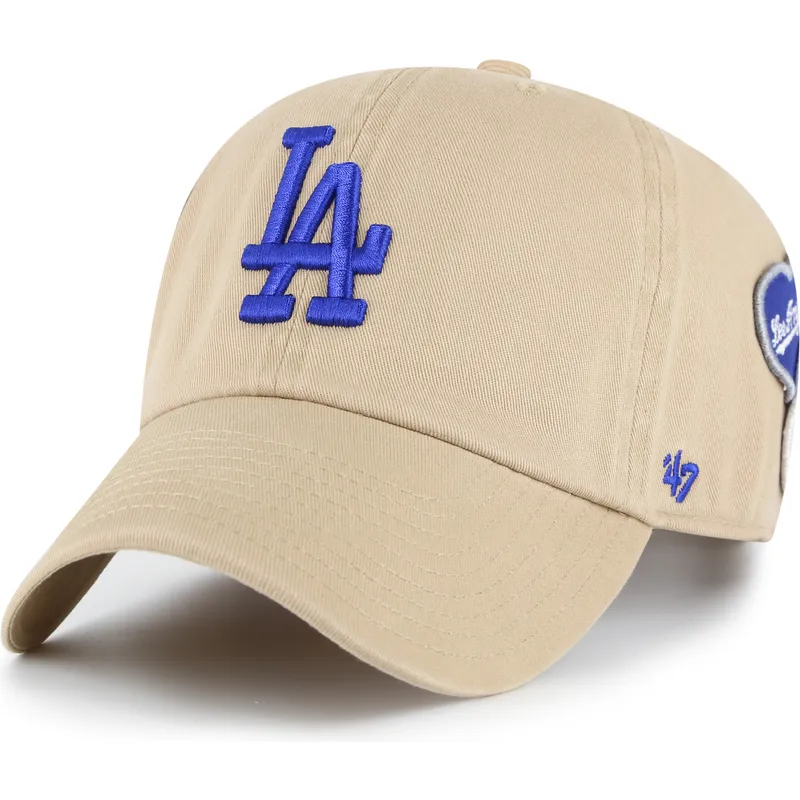 czapka-z-zakrzywionym-daszkiem-khaki-regulowana-clean-up-badges-los-angeles-dodgers-mlb-od-47-brand