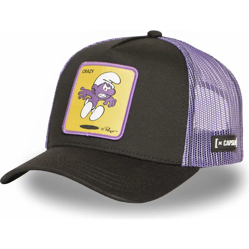 kepure-islenkta-juoda-snapback-smu-craz-violetinis-smurfas-smurfai-capslab