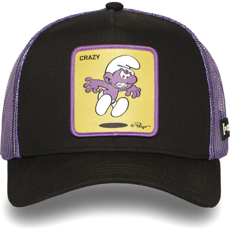 kepure-islenkta-juoda-snapback-smu-craz-violetinis-smurfas-smurfai-capslab