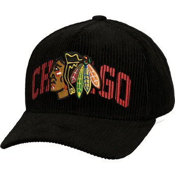 Gorra curva negra snapback Arch Stamp Pro de Chicago Blackhawks NHL de Mitchell & Ness