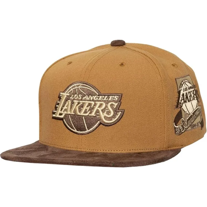 kepure-plokscia-ruda-reguliuojamas-coffee-strapback-los-angeles-lakers-nba-mitchell-ness