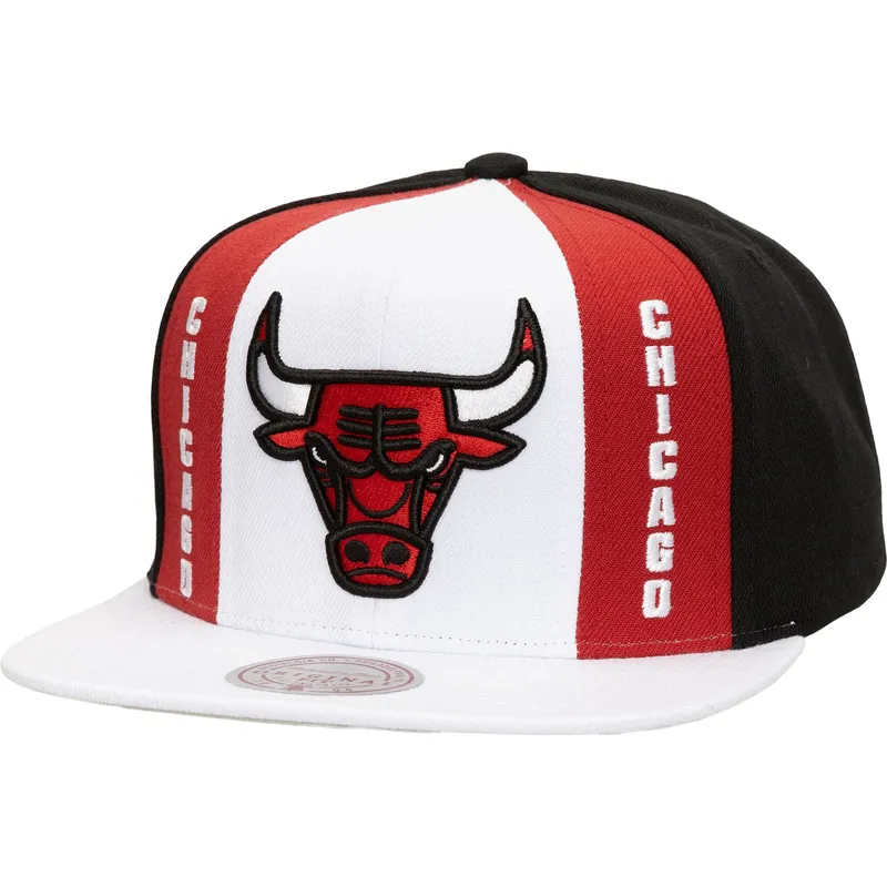 mitchell-ness-flat-brim-old-cut-chicago-bulls-nba-white-red-and-black-snapback-cap