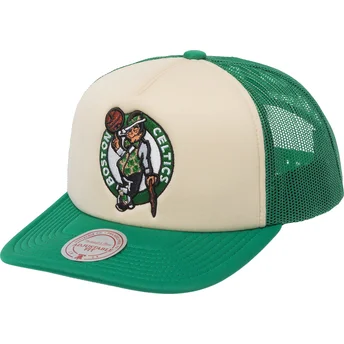 Gorra trucker beige y verde Vintage Block de Boston Celtics NBA de Mitchell & Ness