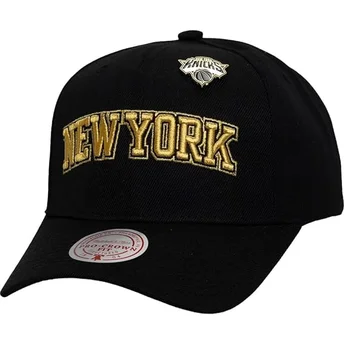 Mitchell & Ness Curved Brim Pinned Gold Pro New York Knicks NBA Black Snapback Cap