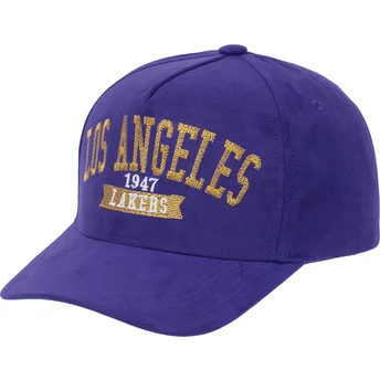 Gorra curva violeta snapback Shady Suede Pro de Los Angeles Lakers NBA de Mitchell & Ness