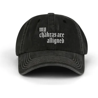 Kepurė išlenkta juoda reguliuojama juostelė Alligned Chakras Distressed Washed Pica Pica