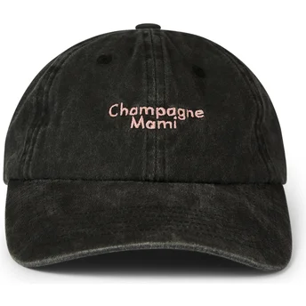 Kepurė išlenkta juoda reguliuojama juostelė Champagne Mami Washed Pica Pica