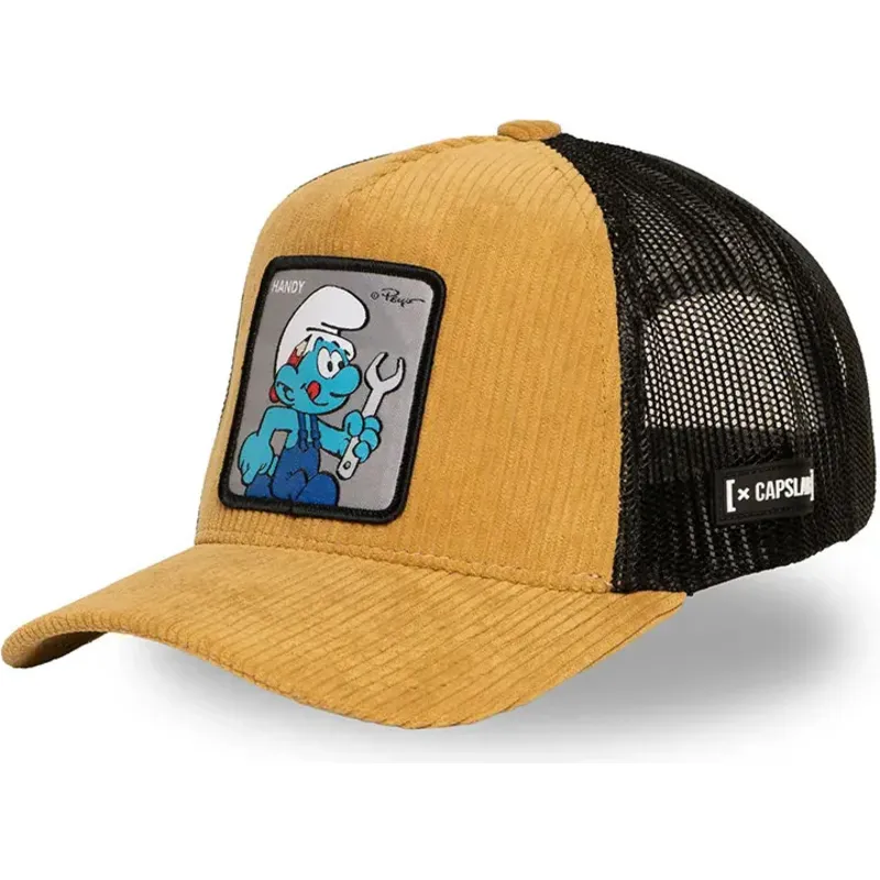 kepure-islenkta-ruda-snapback-smu-handy-meistras-smurfas-smurfai-capslab