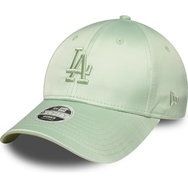new-era-curved-brim-women-9forty-bow-back-satin-los-angeles-dodgers-mlb-green-adjustable-cap