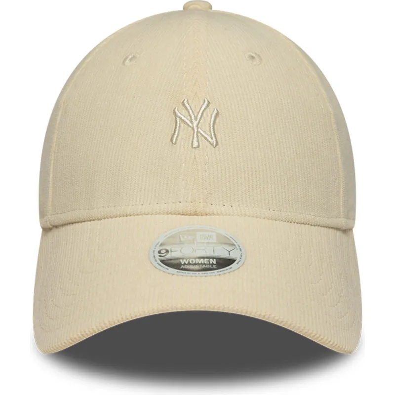 gorra-curva-beige-ajustable-para-mujer-9forty-mini-cord-de-new-york-yankees-mlb-de-new-era