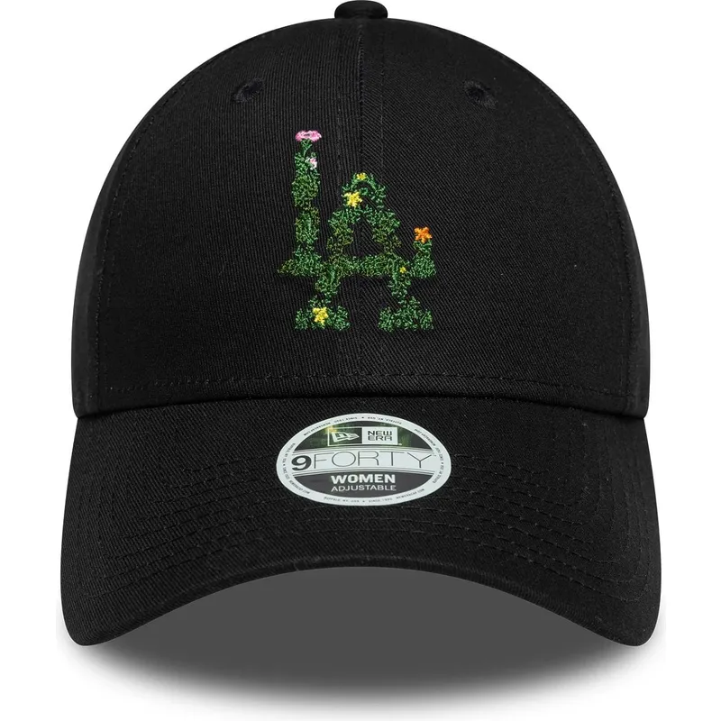 cap-islenkta-black-adjustable-strap-9forty-floral-infill-los-angeles-dodgers-mlb-new-era