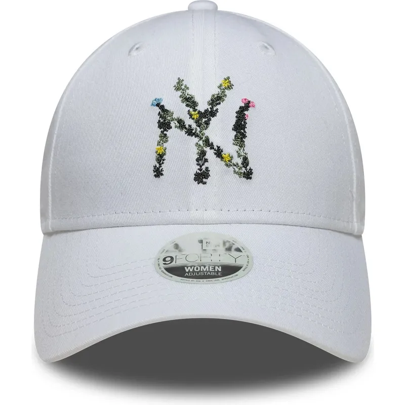 biala-regulowana-czapka-z-zakrzywionym-daszkiem-dla-kobiet-9forty-floral-infill-new-york-yankees-mlb-new-era