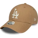 new-era-curved-brim-women-9forty-linen-los-angeles-dodgers-mlb-brown-adjustable-cap
