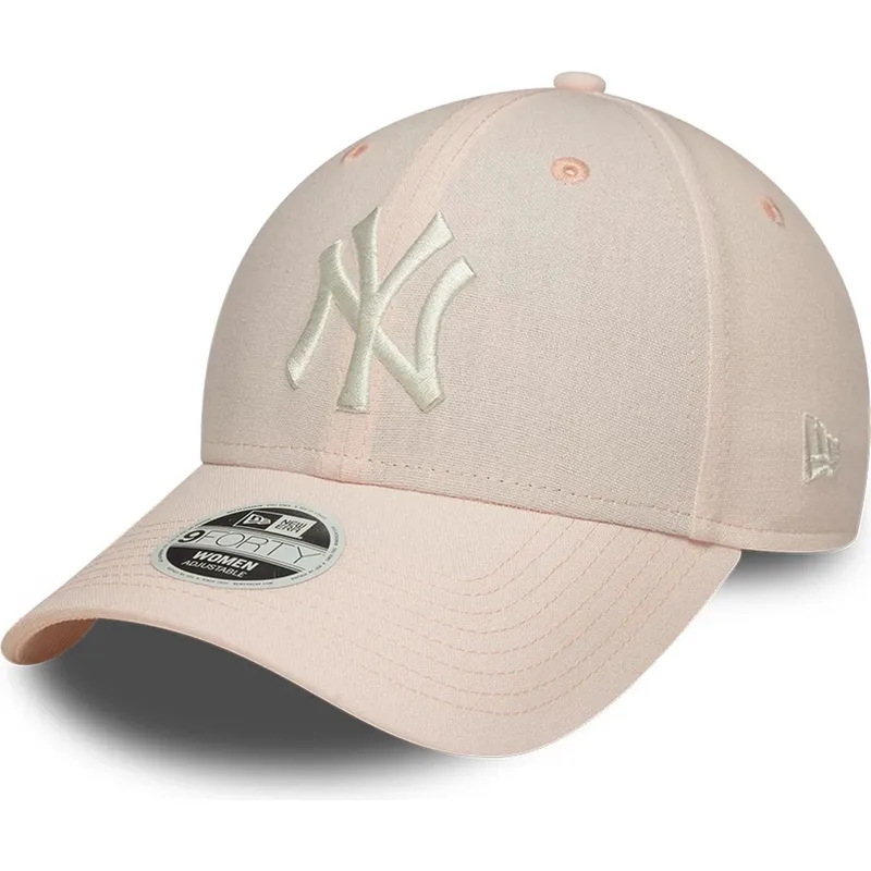 cap-islenkta-pink-adjustable-strap-claro-9forty-linen-new-york-yankees-mlb-new-era