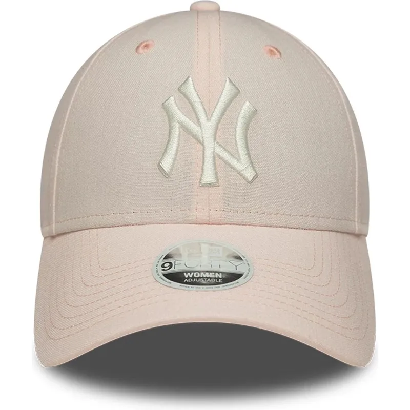jasnorozowa-regulowana-czapka-z-zakrzywionym-daszkiem-dla-kobiet-9forty-linen-new-york-yankees-mlb-new-era