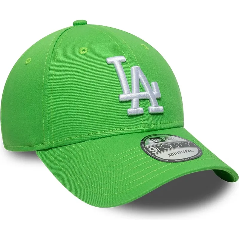 zielona-jasna-regulowana-czapka-z-zakrzywionym-daszkiem-z-bialym-logo-9forty-league-essential-los-angeles-dodgers-mlb-od-new-era