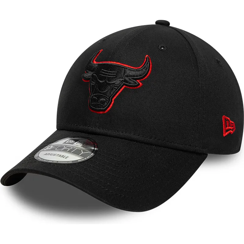 kepure-islenkta-juoda-reguliuojamas-9forty-team-outline-chicago-bulls-nba-new-era