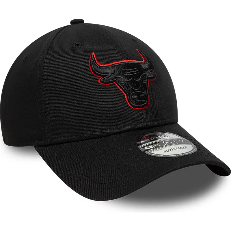 kepure-islenkta-juoda-reguliuojamas-9forty-team-outline-chicago-bulls-nba-new-era