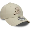 new-era-curved-brim-9forty-team-outline-los-angeles-lakers-nba-beige-adjustable-cap-with-beige-logo