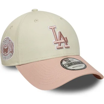 Kepurė išlenkta smėlio reguliuojamas rosa rosa 9FORTY World Series Patch Los Angeles Dodgers MLB New Era