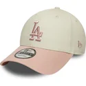 cap-islenkta-beige-adjustable-strap-rosa-rosa-9forty-world-series-patch-los-angeles-dodgers-mlb-new-era