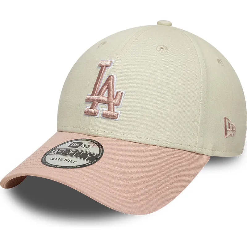 cap-islenkta-beige-adjustable-strap-rosa-rosa-9forty-world-series-patch-los-angeles-dodgers-mlb-new-era