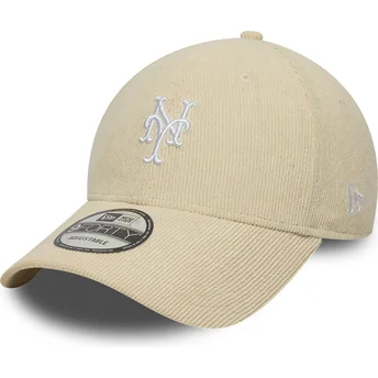 Cap išlenkta beige adjustable strap 9FORTY Soft Cord New York Mets MLB New Era