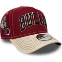 czerwona-i-bezowa-czapka-z-daszkiem-snapback-e-frame-city-icon-chicago-bulls-nba-new-era