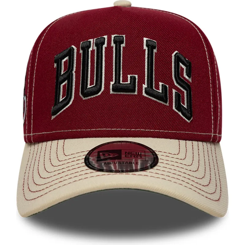 czerwona-i-bezowa-czapka-z-daszkiem-snapback-e-frame-city-icon-chicago-bulls-nba-new-era