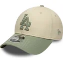 bezowa-i-zielona-czapka-z-daszkiem-snapback-z-zielonym-logo-9forty-m-crown-side-script-los-angeles-dodgers-mlb-new-era