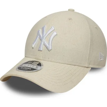 Beżowa zakrzywiona czapka snapback 9FORTY M-Crown Linen New York Yankees MLB New Era
