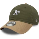 zielono-brazowa-regulowana-czapka-z-zakrzywionym-daszkiem-9twenty-mini-washed-contrast-oakland-athletics-mlb-new-era