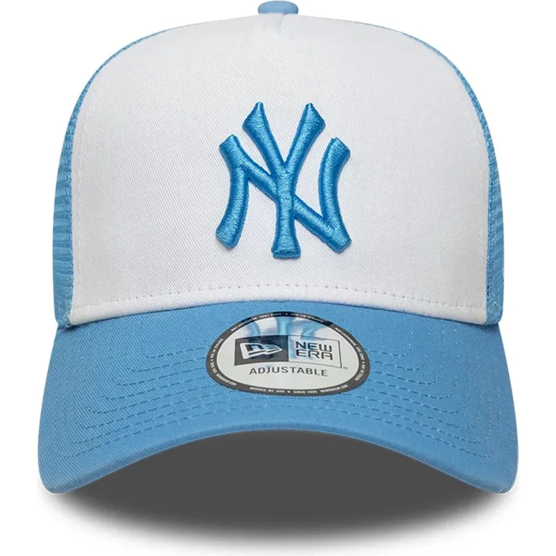 czapka-trucker-niebiesko-biala-z-niebieskim-logo-a-frame-league-essential-new-york-yankees-mlb-new-era