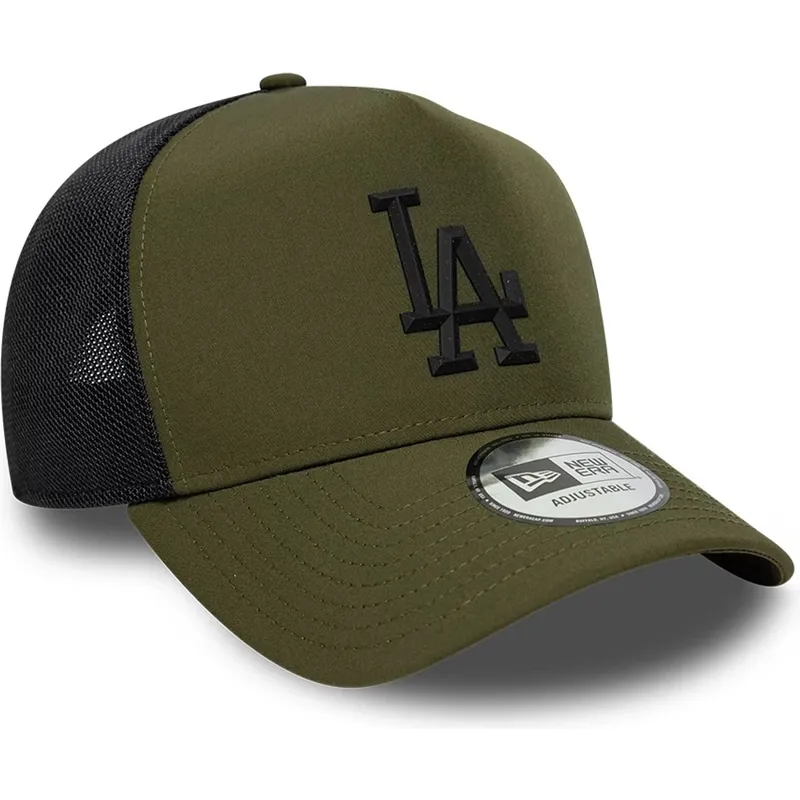 gorra-trucker-verde-con-logo-negro-a-frame-sport-de-los-angeles-dodgers-mlb-de-new-era