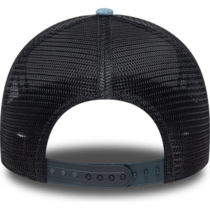 kepure-islenkta-melyna-snapback-a-frame-denim-leather-patch-new-era