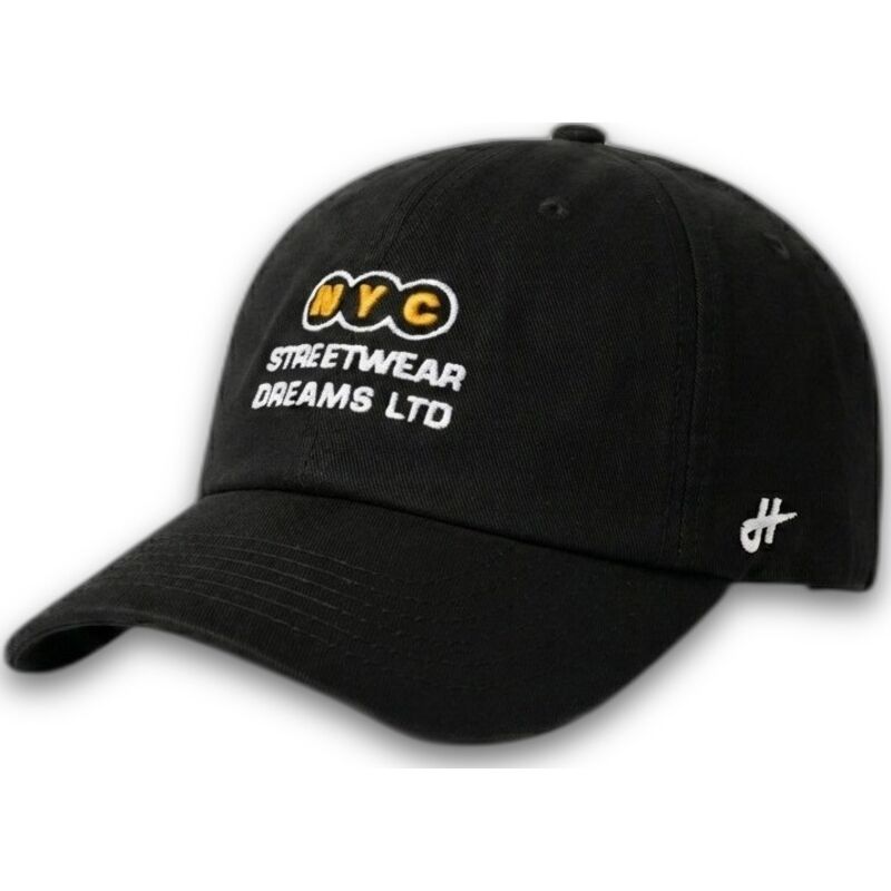 kepure-islenkta-juoda-reguliuojama-juostele-ny-dreams-just-kids-the-90s-homenage