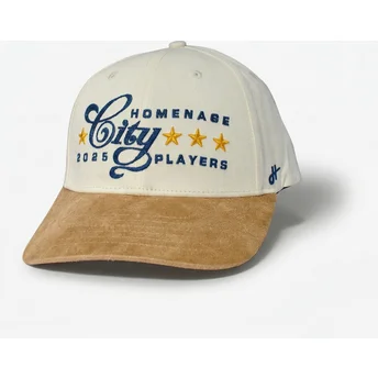 Homenage Curved Brim Suede Players Sport The Ball Khaki and Brown Snapback Cap