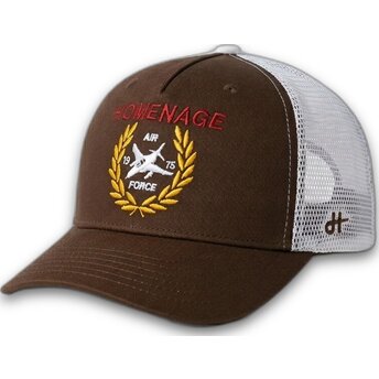 Czapka trucker ciemnobrązowa i biała Jet Military Surplus The Trucker od Homenage