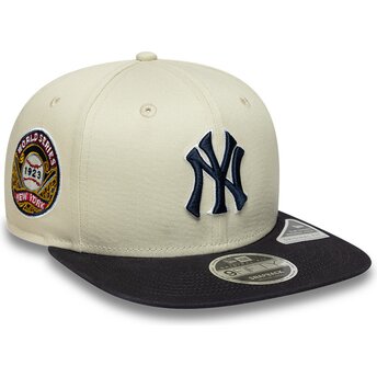 Beżowa płaska czapka snapback z granatowym logo 9FIFTY Original Fit World Series New York Yankees MLB New Era