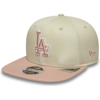 Beżowa płaska czapka snapback z różowym logo 9FIFTY Original Fit World Series Patch Los Angeles Dodgers MLB New Era