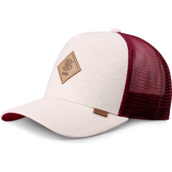 Czapka trucker beżowa i czerwona HFT ColourMelange od Djinns