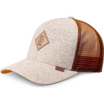Czapka trucker beżowa i brązowa HFT ColourMelange od Djinns