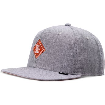 Djinns Flat Brim Red Logo OxfordContra Grey Snapback Cap