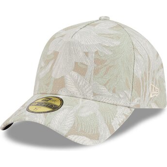New Era Curved Brim 59FORTY A Frame Leafy Palm Beige Fitted Cap