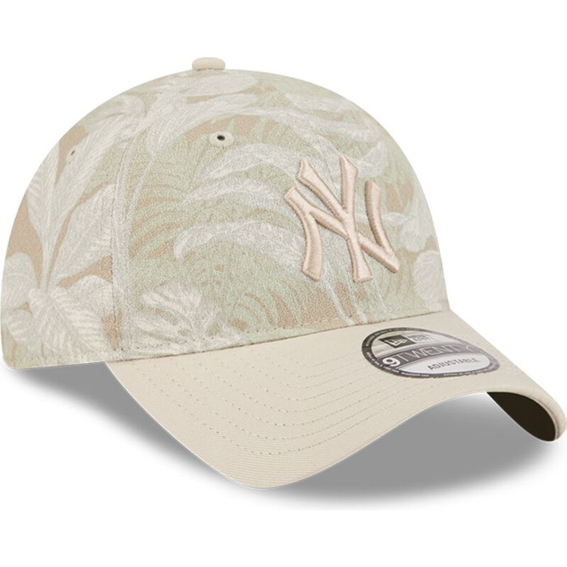 new-era-curved-brim-9twenty-leafy-palm-new-york-yankees-mlb-beige-adjustable-cap