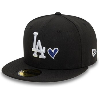 New Era Flat Brim 59FIFTY Heart Icon Los Angeles Dodgers MLB Black Fitted Cap