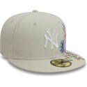 czapka-plaska-bezowa-dopasowana-59fifty-floral-new-york-yankees-mlb-new-era